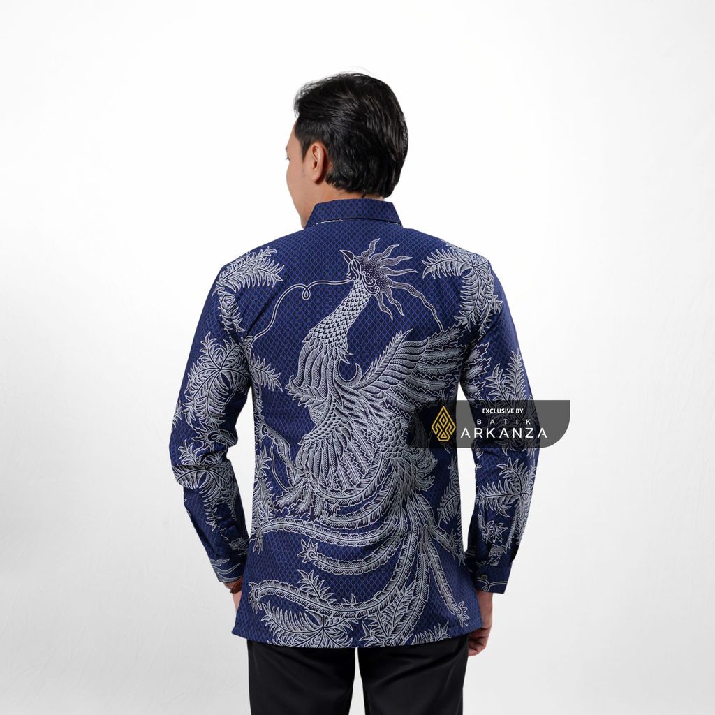 ARKANZA EXCLUSIVE JAGAT BIRU Kemeja Batik Pria Lengan Panjang Slim Fit  Elegan Formal Casual Keren Katun Primissima Jahitan Presisi Kemeja Kerja  Pria Modern EXC