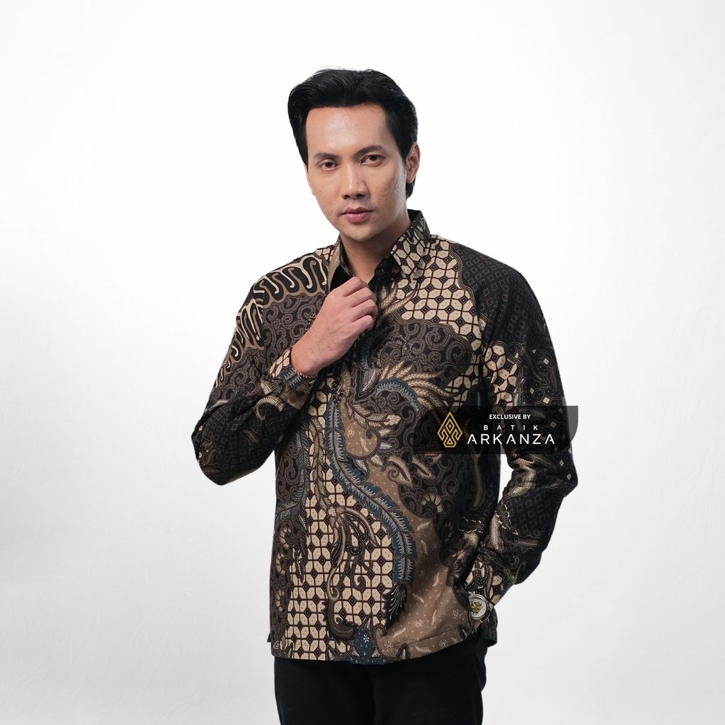 ARKANZA EXCLUSIVE PAWANAGANA Kemeja Batik Pria Lengan Panjang Slim Fit  Elegan Formal Casual Keren Katun Primissima Jahitan Presisi Kemeja Kerja  Pria Modern EXC