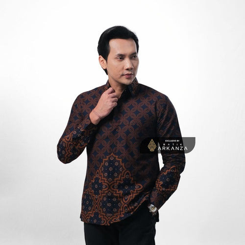 ARKANZA EXCLUSIVE WANA LELANA Kemeja Batik Pria Lengan Panjang Slim Fit  Elegan Formal Casual Keren Katun Primissima Jahitan Presisi Kemeja Kerja  Pria Modern EXC