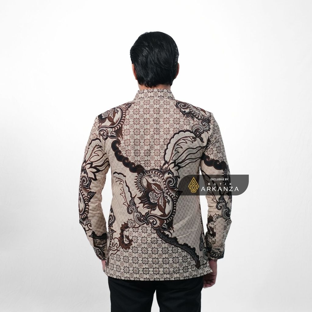 ARKANZA EXCLUSIVE TIRTA SOMA Kemeja Batik Pria Lengan Panjang Slim Fit  Elegan Formal Casual Keren Katun Primissima Jahitan Presisi Kemeja Kerja  Pria Modern EXC