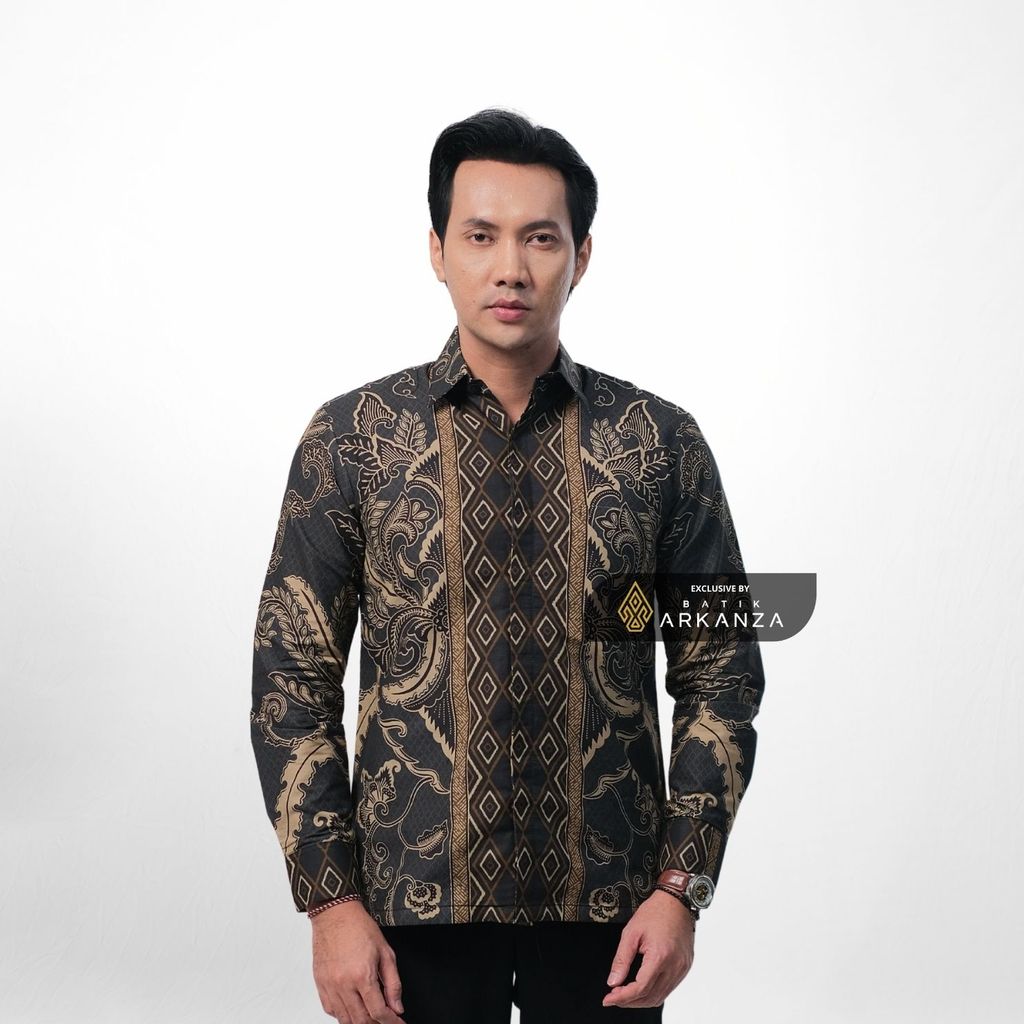 ARKANZA EXCLUSIVE SAGARA PRABA  Kemeja Batik Pria Lengan Panjang Slim Fit  Elegan Formal Casual Keren Katun Primissima Jahitan Presisi Kemeja Kerja  Pria Modern EXC