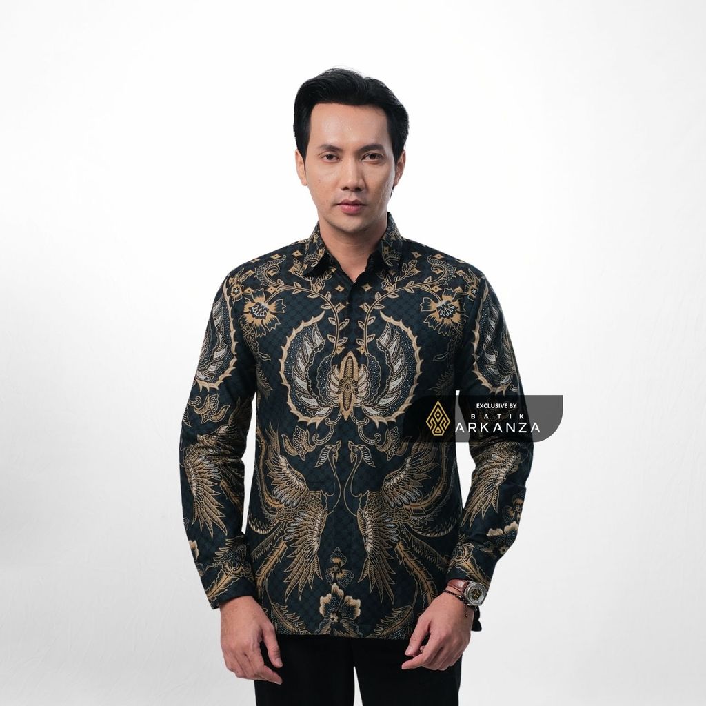ARKANZA EXCLUSIVE WIJAYA AGRA Kemeja Batik Pria Lengan Panjang Slim Fit  Elegan Formal Casual Keren Katun Primissima Jahitan Presisi Kemeja Kerja  Pria Modern EXC