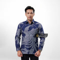 ARKANZA EXCLUSIVE JAGAT BIRU Kemeja Batik Pria Lengan Panjang Slim Fit  Elegan Formal Casual Keren Katun Primissima Jahitan Presisi Kemeja Kerja  Pria Modern EXC