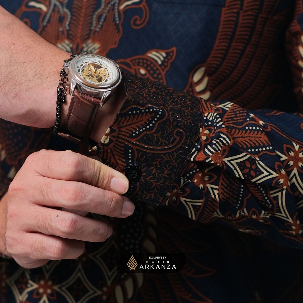ARKANZA EXCLUSIVE MANDALA JAGAT  Kemeja Batik Pria Lengan Panjang Slim Fit  Elegan Formal Casual Keren Katun Primissima Jahitan Presisi Kemeja Kerja  Pria Modern EXC