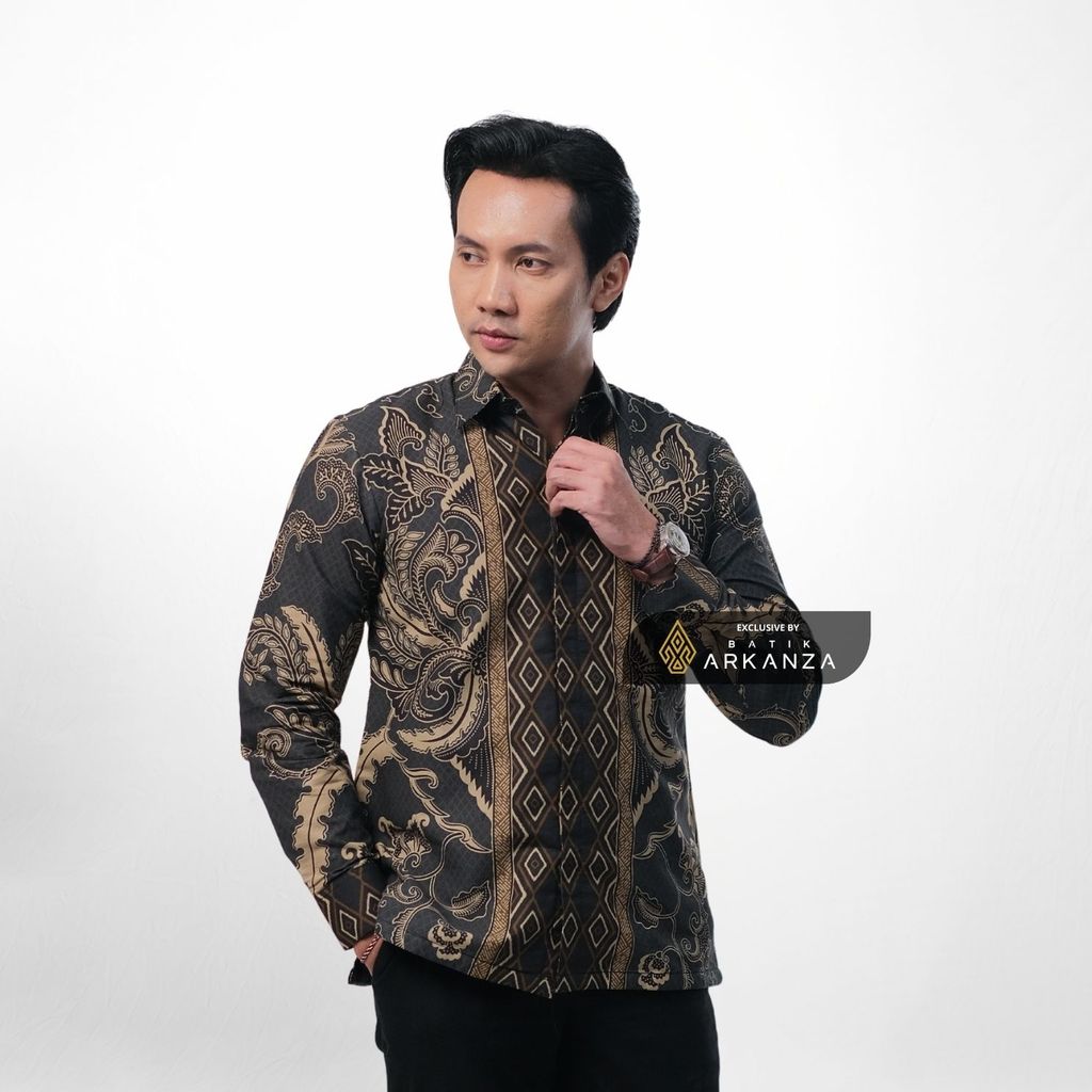 ARKANZA EXCLUSIVE SAGARA PRABA  Kemeja Batik Pria Lengan Panjang Slim Fit  Elegan Formal Casual Keren Katun Primissima Jahitan Presisi Kemeja Kerja  Pria Modern EXC