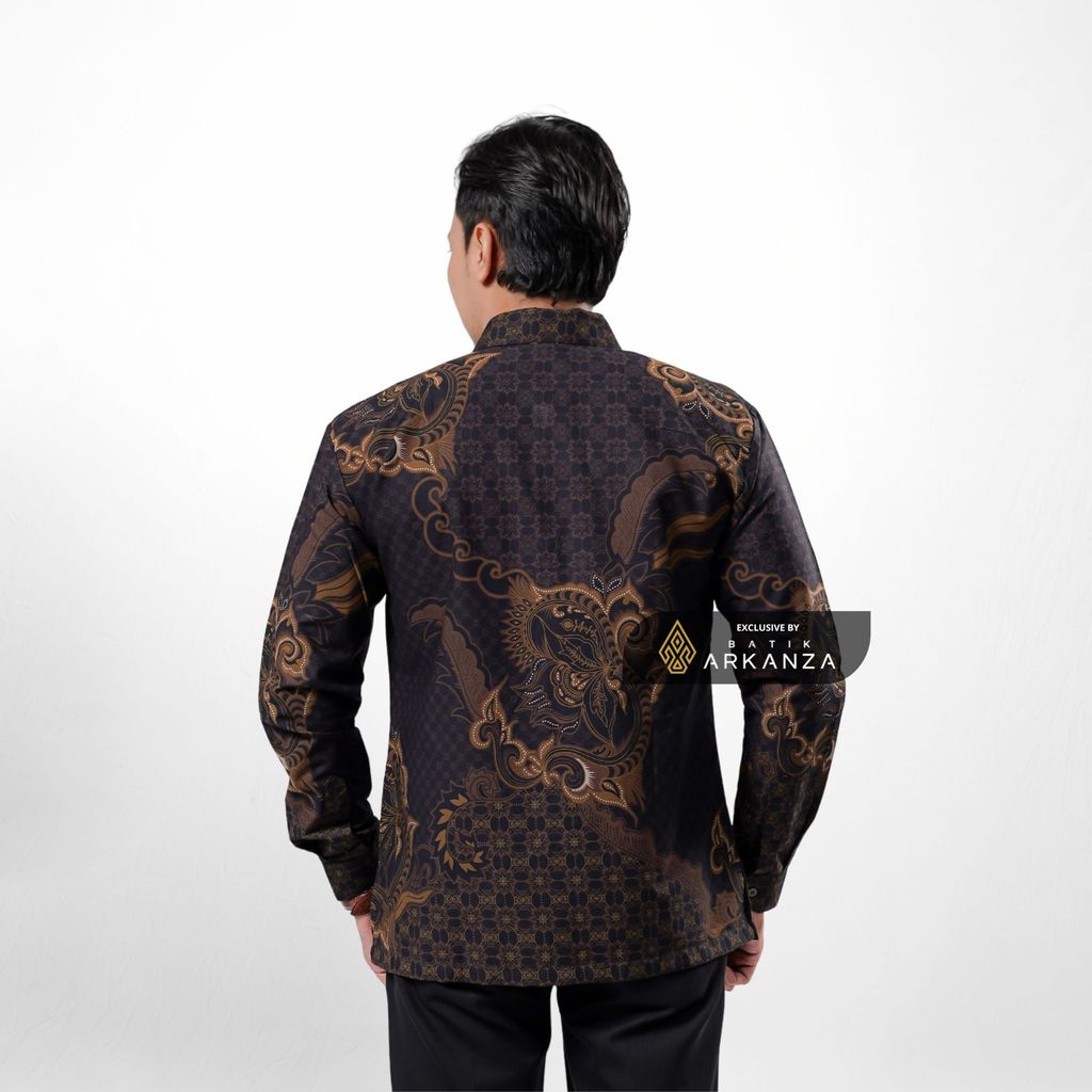 ARKANZA EXCLUSIVE CAKRA TEJA Kemeja Batik Pria Lengan Panjang Slim Fit  Elegan Formal Casual Keren Katun Primissima Jahitan Presisi Kemeja Kerja  Pria Modern EXC