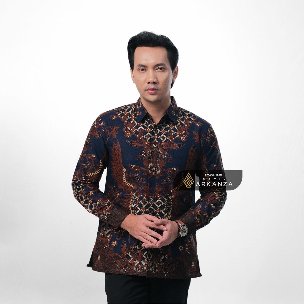 ARKANZA EXCLUSIVE MANDALA JAGAT  Kemeja Batik Pria Lengan Panjang Slim Fit  Elegan Formal Casual Keren Katun Primissima Jahitan Presisi Kemeja Kerja  Pria Modern EXC