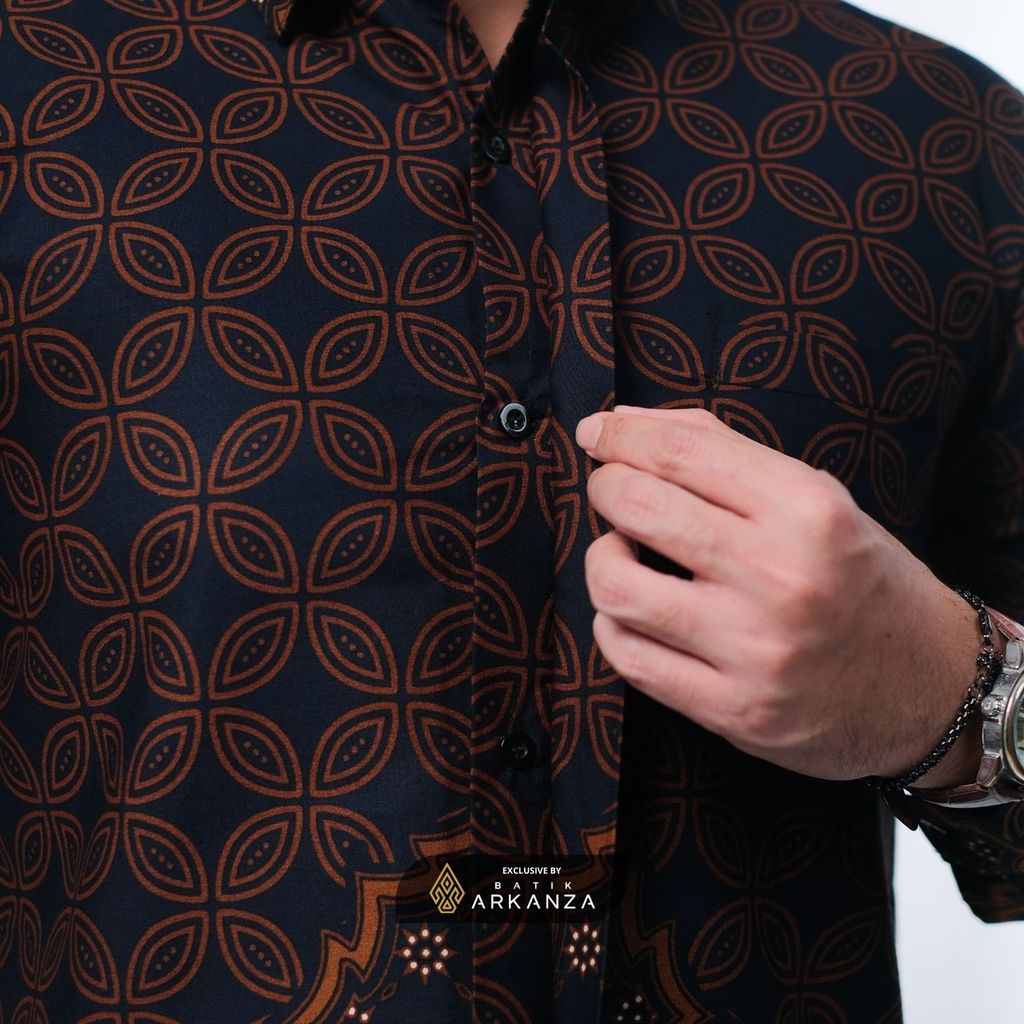 ARKANZA EXCLUSIVE WANA LELANA Kemeja Batik Pria Lengan Panjang Slim Fit  Elegan Formal Casual Keren Katun Primissima Jahitan Presisi Kemeja Kerja  Pria Modern EXC