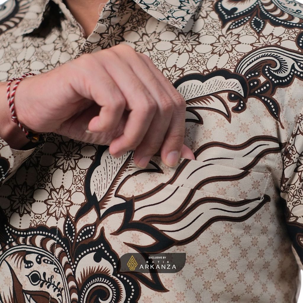 ARKANZA EXCLUSIVE TIRTA SOMA Kemeja Batik Pria Lengan Panjang Slim Fit  Elegan Formal Casual Keren Katun Primissima Jahitan Presisi Kemeja Kerja  Pria Modern EXC