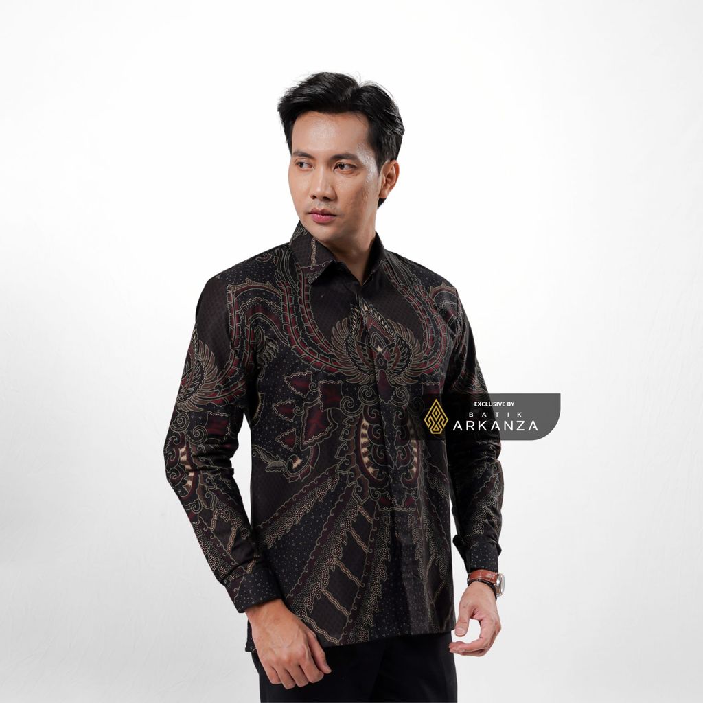 ARKANZA EXCLUSIVE KALA TIRTA Kemeja Batik Pria Lengan Panjang Slim Fit  Elegan Formal Casual Keren Katun Primissima Jahitan Presisi Kemeja Kerja  Pria Modern EXC (Salinan)
