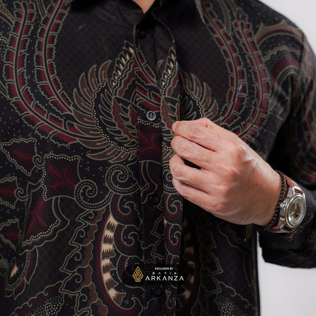 ARKANZA EXCLUSIVE KALA TIRTA Kemeja Batik Pria Lengan Panjang Slim Fit  Elegan Formal Casual Keren Katun Primissima Jahitan Presisi Kemeja Kerja  Pria Modern EXC (Salinan)