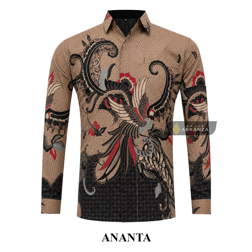 ARKANZA EXCLUSIVE ANANTA Kemeja Batik Pria Lengan Panjang Slim Fit  Elegan Formal Casual Keren Katun Primissima Jahitan Presisi Kemeja Kerja  Pria Modern EXC