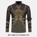 ARKANZA EXCLUSIVE DEVABRATA MAHOGANI Kemeja Batik Pria Lengan Panjang Slim Fit  Elegan Formal Casual Keren Katun Primissima Jahitan Presisi Kemeja Kerja  Pria Modern EXC