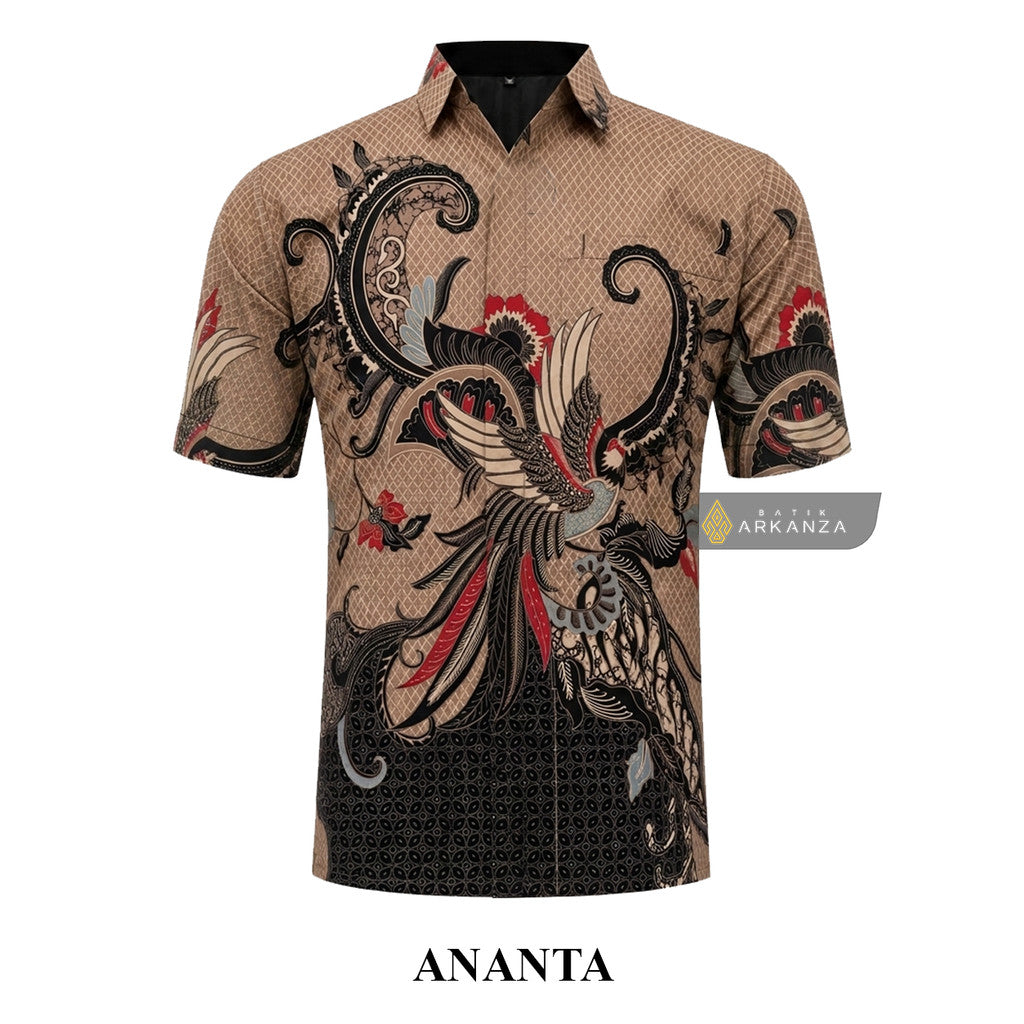 ARKANZA EXCLUSIVE ANANTA Kemeja Batik Pria Lengan Panjang Slim Fit  Elegan Formal Casual Keren Katun Primissima Jahitan Presisi Kemeja Kerja  Pria Modern EXC