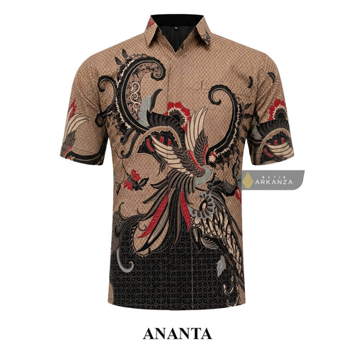 ARKANZA EXCLUSIVE ANANTA Kemeja Batik Pria Lengan Panjang Slim Fit  Elegan Formal Casual Keren Katun Primissima Jahitan Presisi Kemeja Kerja  Pria Modern EXC